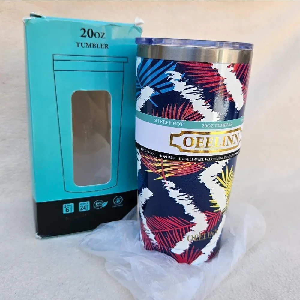 Oeelinn 20oz Tropical Print Insulated Beverage Tumbler
